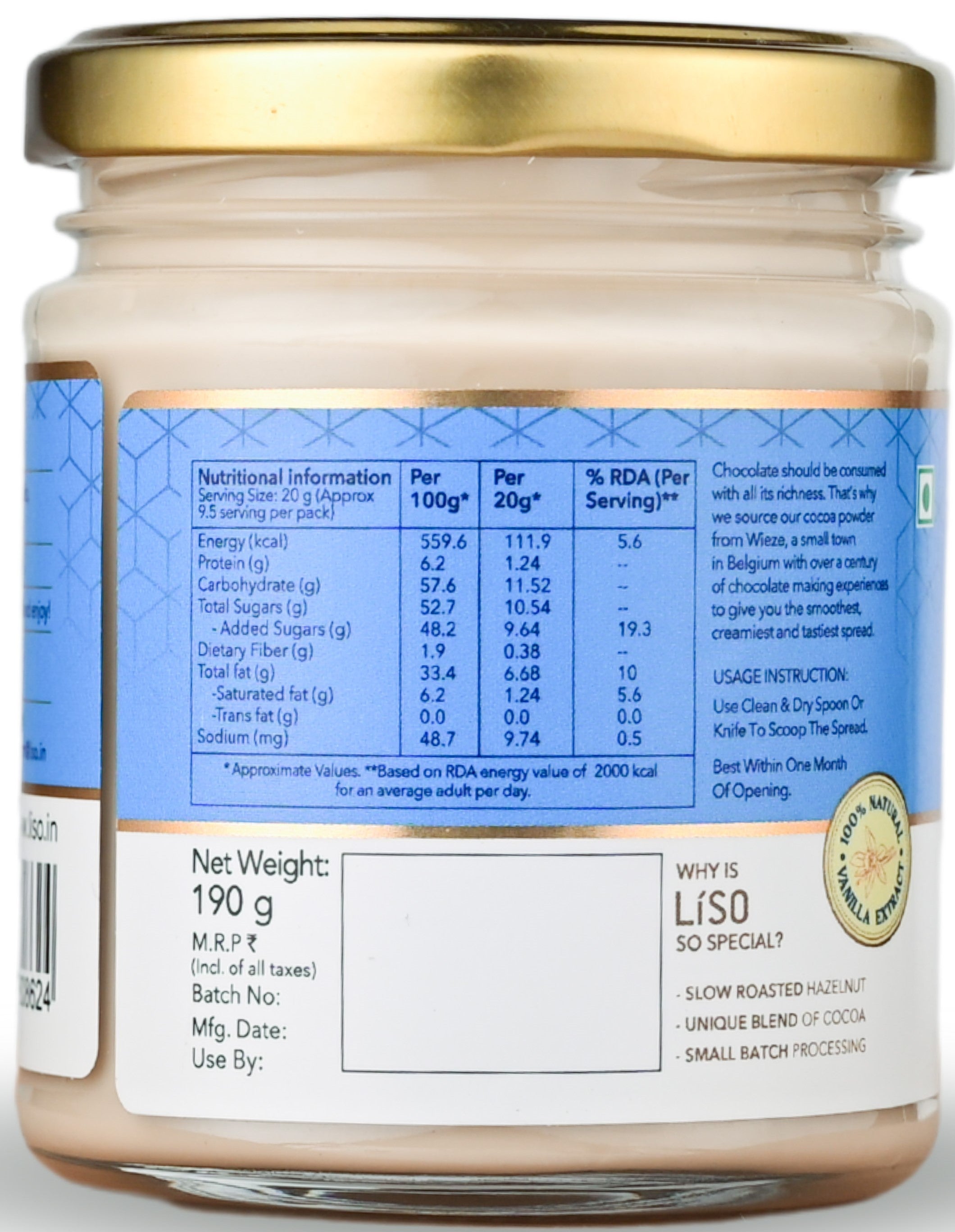 Vanilla Hazelnut Spread 190g